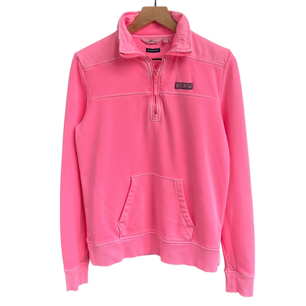 Vineyard Vines Womens Shep Shirt Quarter Zip Pullover Neon Pink Size Medium